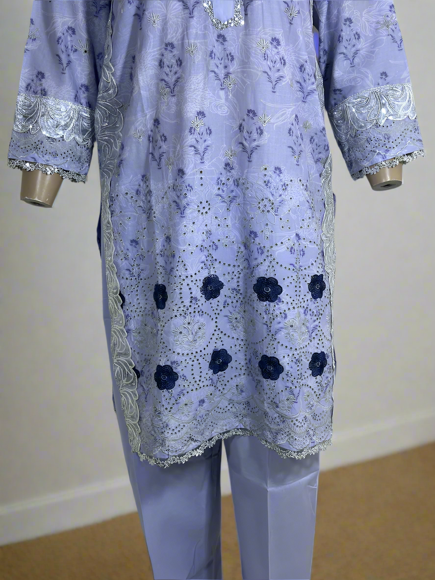 2-Piece Stitched Suit - Light Purple Chicken Kari - Shirt & Trousers
