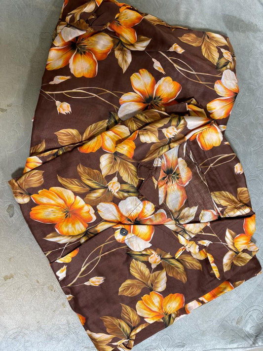 MSB Brown ground & orange flower - All over