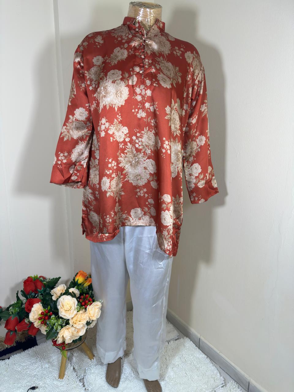 MSB Silk Red ground & Skin flower