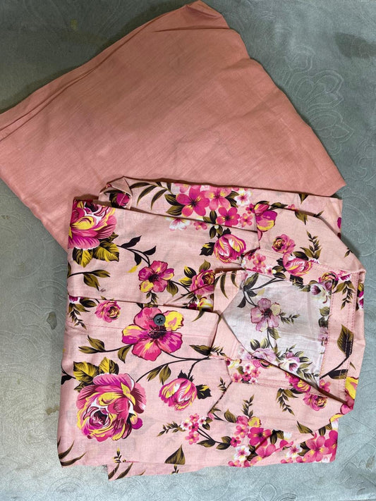 MSB Light Pink ground & dark pink flower with plan trousers