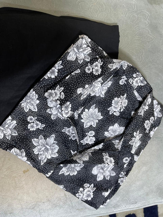 MSB White Flower with Black plan trousers