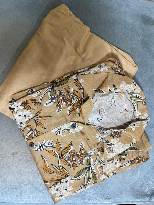 MSB Brown ground & white flower with plan trousers